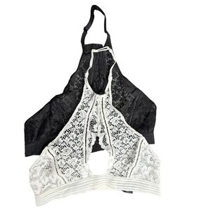 Victoria's Secret Very Sexy Lace Halter Bralette Bra Black & White Set